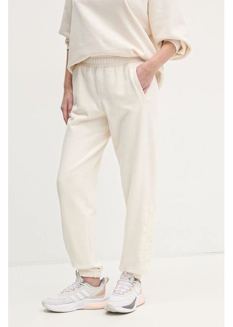 Dkny pantaloni de trening culoarea bej cu imprimeu dp5p3585