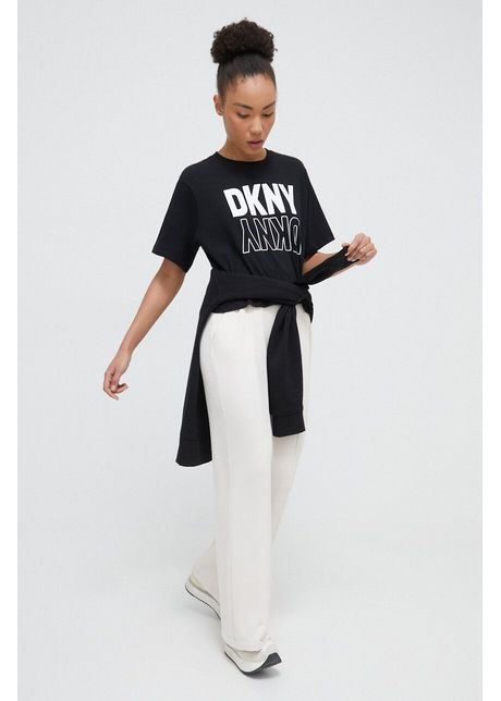 Dkny pantaloni de trening culoarea bej neted