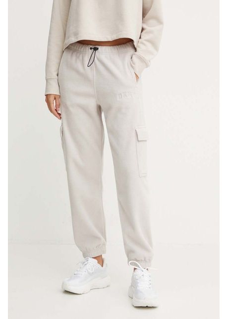 Dkny pantaloni de trening culoarea bej neted dp4p3475