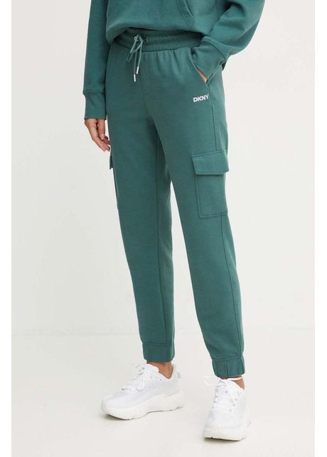 Dkny pantaloni de trening culoarea verde neted dp4p3504