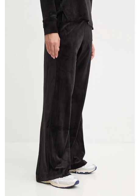 Dkny pantaloni de trening din velur culoarea negru neted dp4p3539
