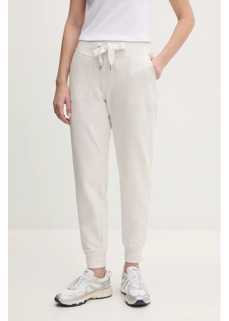 Dkny pantaloni de trening femei culoarea bej neted dp5p3496