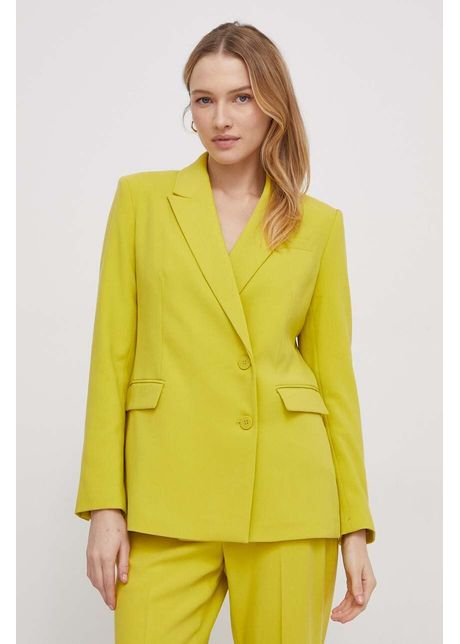 Dkny sacou culoarea galben cu doua randuri de nasturi neted