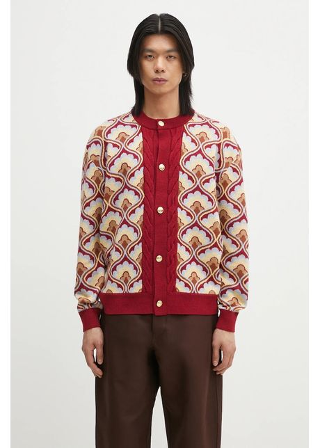 Dr le de monsieur cardigan din l n le cardigan tapisserie b rba i culoarea bordo g ca134 wo021 rd