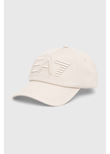 Ea7 emporio armani apc de baseball din bumbac culoarea bej cu imprimeu