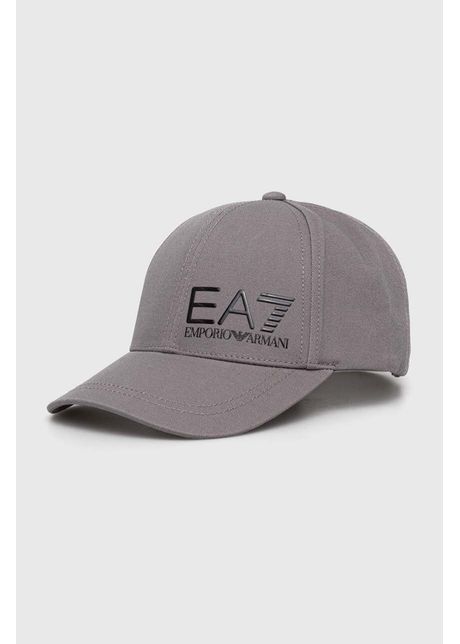 Ea7 emporio armani apc de baseball din bumbac culoarea gri cu imprimeu