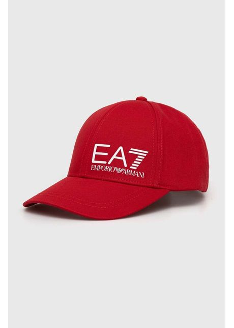 Ea7 emporio armani apc de baseball din bumbac culoarea rosu cu imprimeu