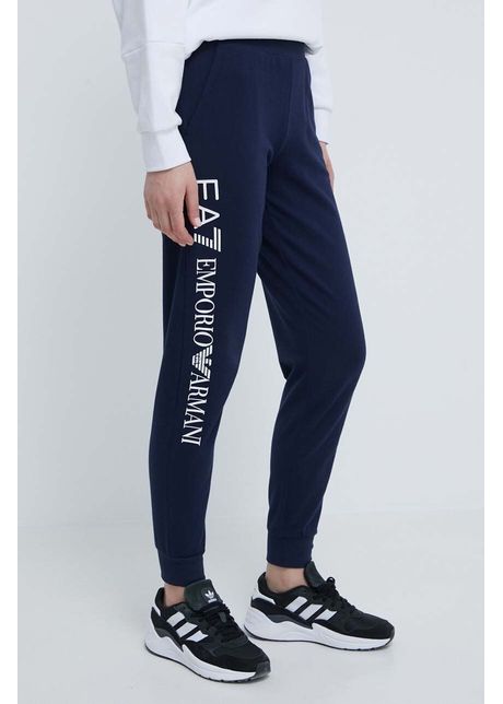 Ea7 emporio armani pantaloni de trening culoarea albastru marin cu imprimeu
