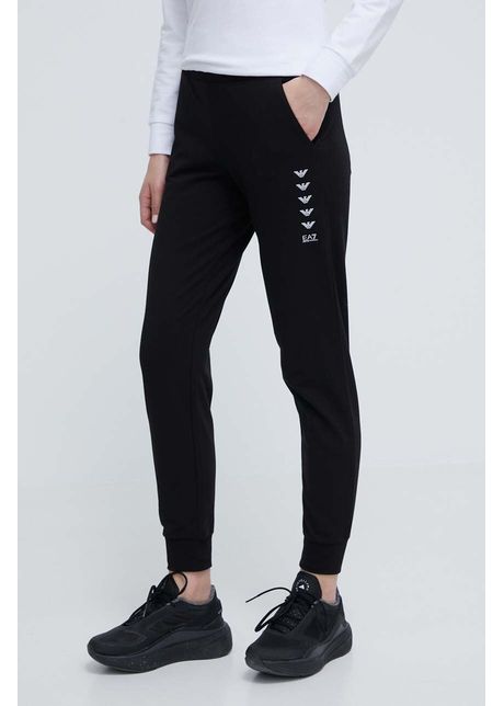 Ea7 emporio armani pantaloni de trening culoarea negru neted