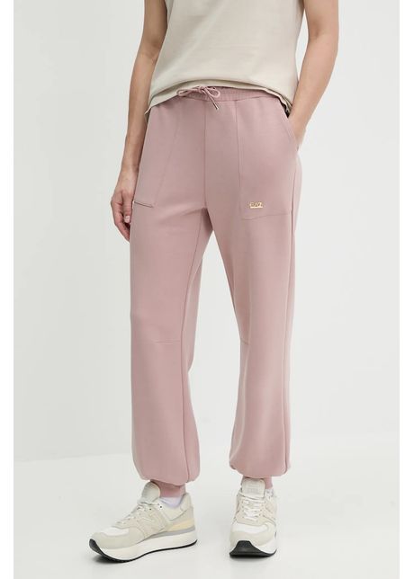 Ea7 emporio armani pantaloni de trening culoarea roz neted af12643 7w000193
