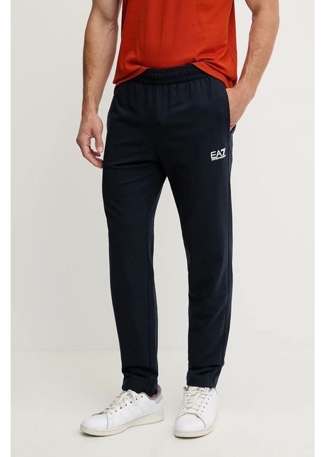 Ea7 emporio armani pantaloni de trening din bumbac culoarea bleumarin cu imprimeu 8npp65 pjvrz