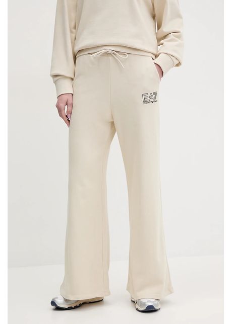 Ea7 emporio armani pantaloni de trening femei culoarea bej cu imprimeu af12473 7w000106