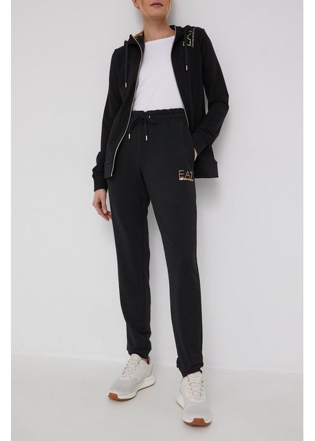 Ea7 emporio armani pantaloni de trening femei culoarea negru cu imprimeu