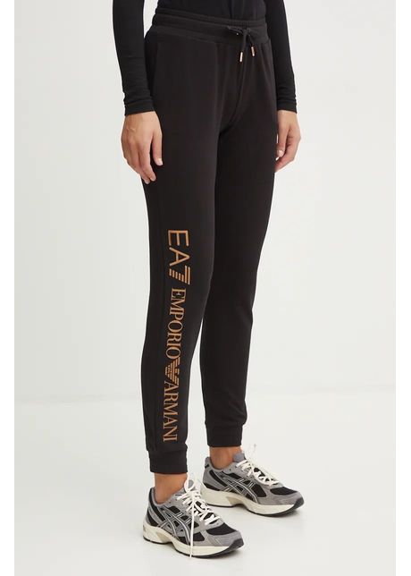 Ea7 emporio armani pantaloni femei culoarea negru cu imprimeu tjzez 6dtp62