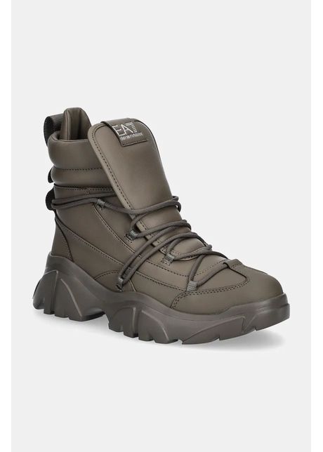 Ea7 emporio armani pantofi femei culoarea verde cu toc plat izolare usoara xk228 x8m001