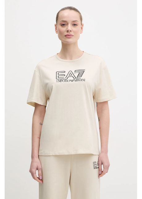 Ea7 emporio armani tricou din bumbac femei culoarea bej af12503 7w000098