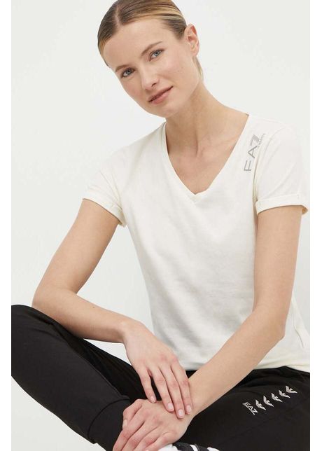Ea7 emporio armani tricou femei culoarea bej