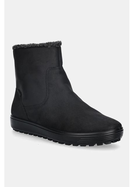 Ecco botine din nubuc Soft 7 Tred Warm culoarea negru, cu toc plat, izolat, 450753-02001