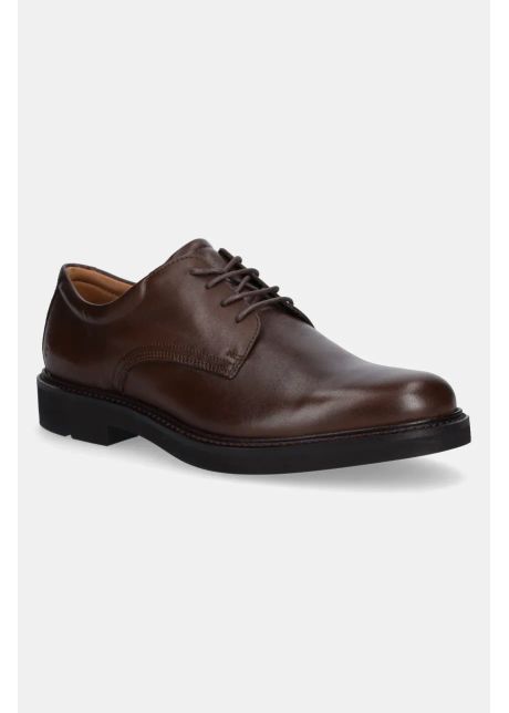 Ecco pantofi de piele metro london derby barbati culoarea maro 525604 01482