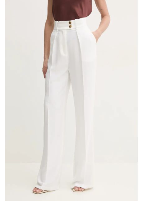 Elisabetta franchi pantaloni femei culoarea bej drept high waist pa06451e2