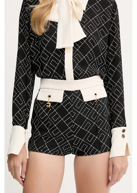 Elisabetta Franchi pantaloni scurți culoarea negru, cu model, high waist, SHS0156E2