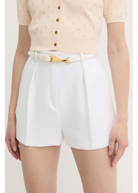 Elisabetta franchi pantaloni scurti femei culoarea alb neted high waist sh00542e2