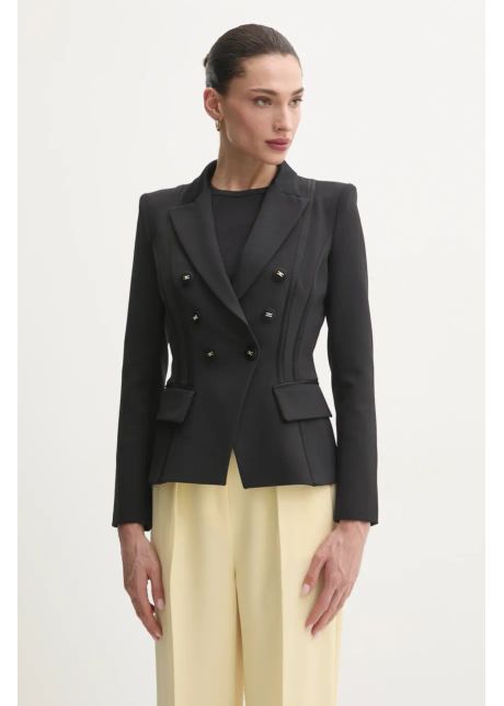 Elisabetta franchi sacou culoarea negru cu doua randuri de nasturi neted gi14251e2