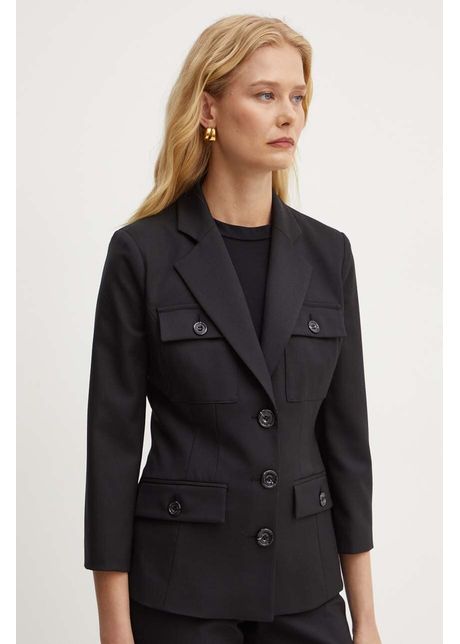 Elisabetta franchi sacou din lana culoarea negru un singur rand de nasturi neted gi10746e2