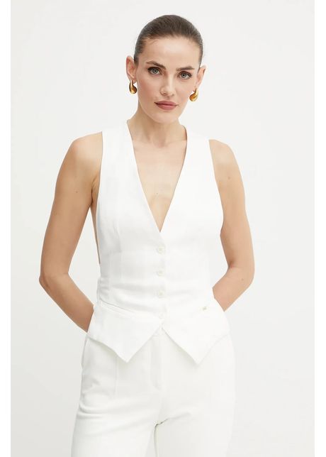 Elisabetta franchi vest de in culoarea alb un singur rand de nasturi gl00552e2