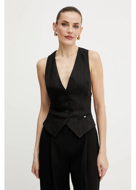 Elisabetta franchi vest de in culoarea negru un singur rand de nasturi gl00552e2