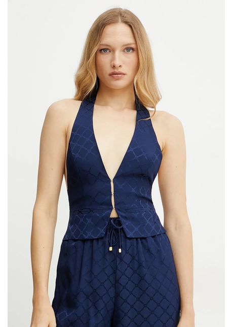 Elisabetta franchi vesta culoarea bleumarin un singur rand de nasturi gl00652e2