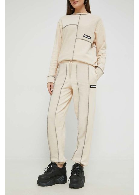 Ellesse pantaloni de trening femei culoarea bej neted