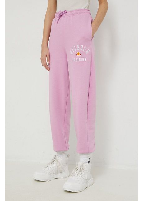 Ellesse pantaloni de trening femei culoarea roz cu imprimeu