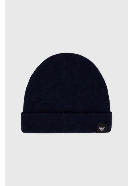 Emporio armani caciula din amestec de lana culoarea albastru marin din tricot gros
