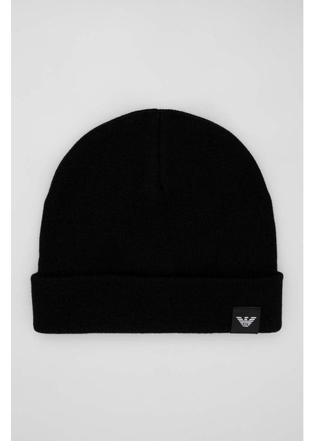 Emporio armani caciula din amestec de lana culoarea negru din tricot gros