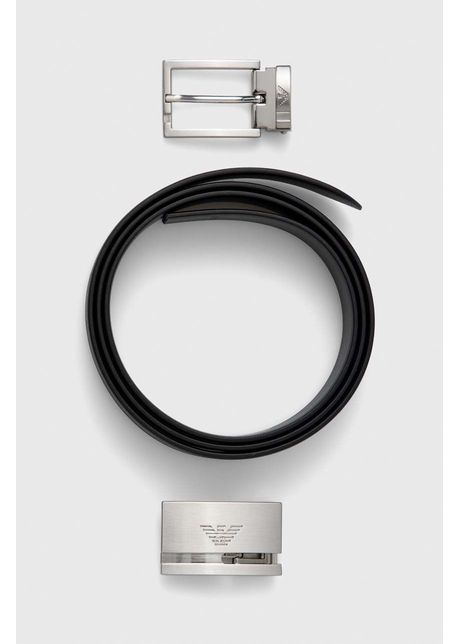 Emporio armani curea de piele barbati culoarea negru