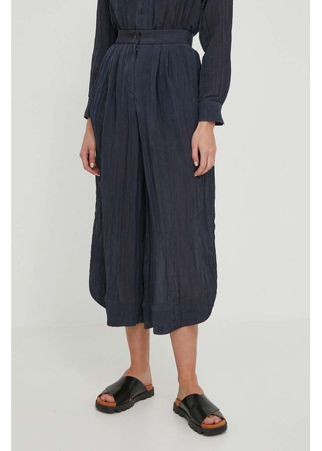 Emporio armani pantaloni femei culoarea albastru marin lat high waist