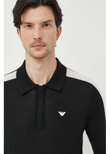 Emporio armani pulover de lana barbati culoarea negru light