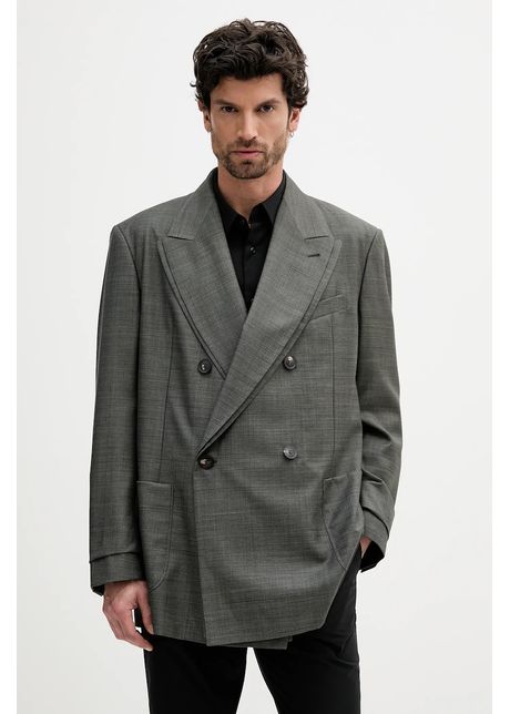 Emporio armani sacou de l n culoarea gri em002349 te10180