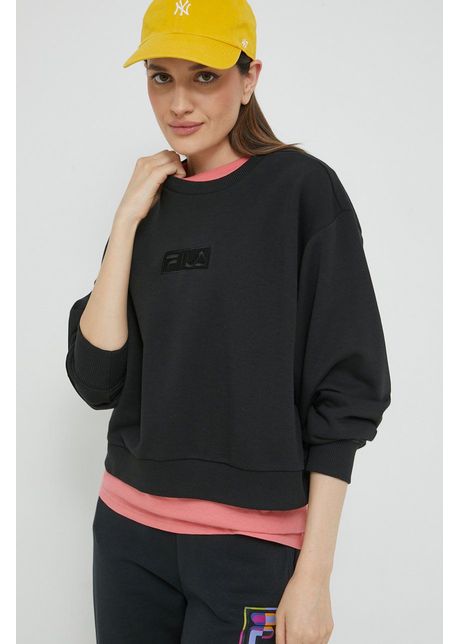 Fila bluza femei culoarea negru neted