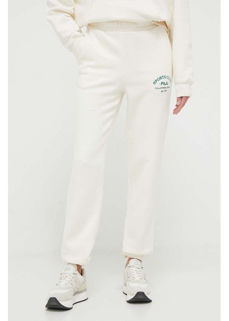 Fila pantaloni de trening culoarea bej cu imprimeu