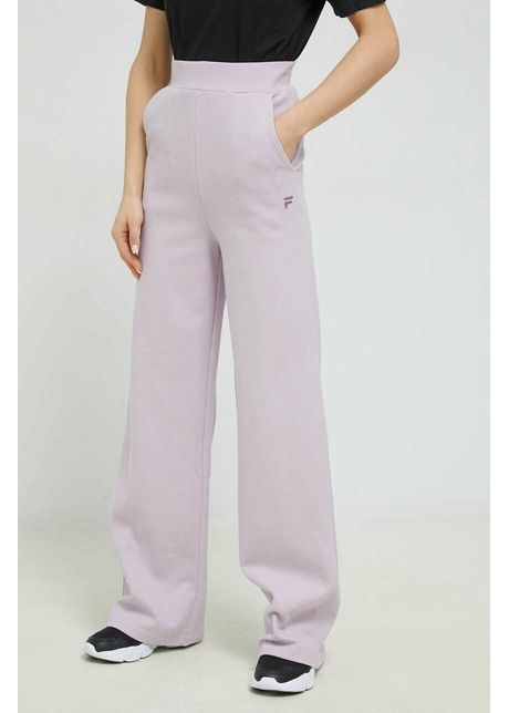 Fila pantaloni de trening din bumbac culoarea violet neted