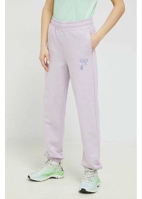 Fila pantaloni de trening din bumbac culoarea violet neted