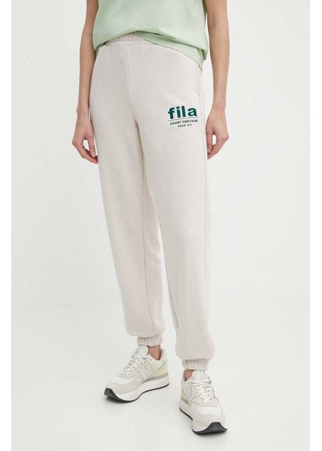 Fila pantaloni de trening lima culoarea bej cu imprimeu faw0766