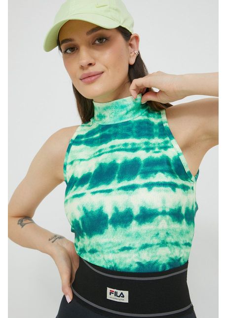 Fila top femei culoarea verde cu turtleneck