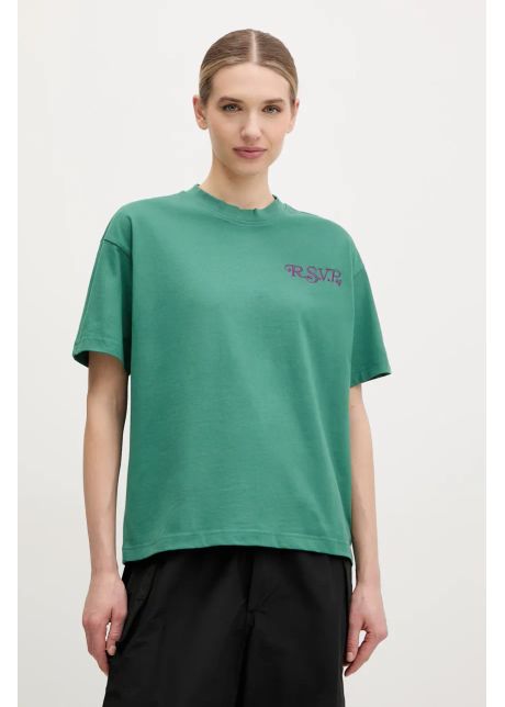 Fila tricou din bumbac leffinge femei culoarea verde faw1029