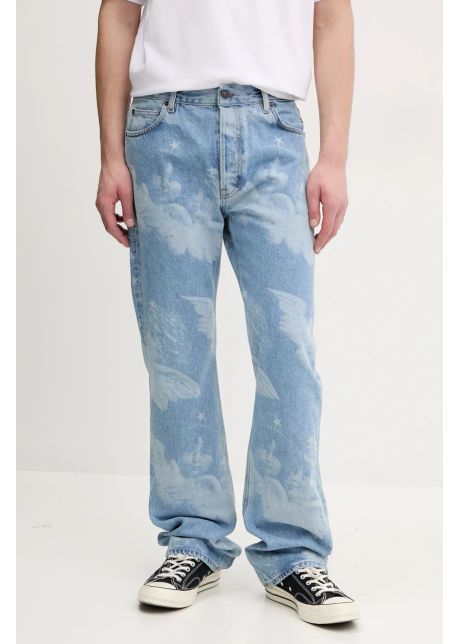 Fiorucci jeansi angel print straight fit jeans barbati u02spdje075dn03dn02