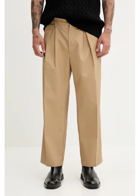 Fiorucci pantaloni beige logo embroidered chino trousers culoarea verde drept m02spbpa302co01na02