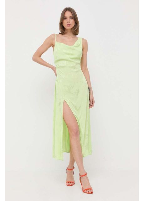 For Love & Lemons rochie Ilana culoarea verde, midi, mulată