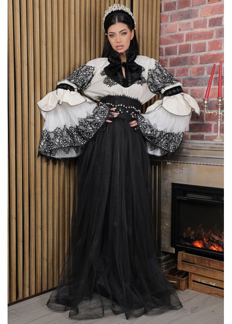 Fusta lunga eleganta din tulle negru legendaria by venezia